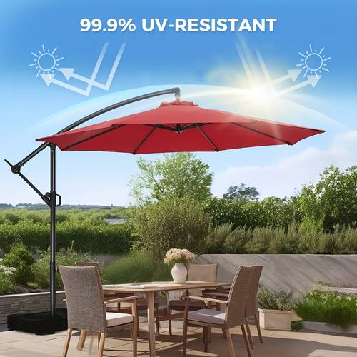 10ft large offset patio umbrella durable offset hanging cantilever patio outdoor market umbrella sturdy cross base upf50 uv protection with easy tilt adjustment and crank for garden deck backyard and pool