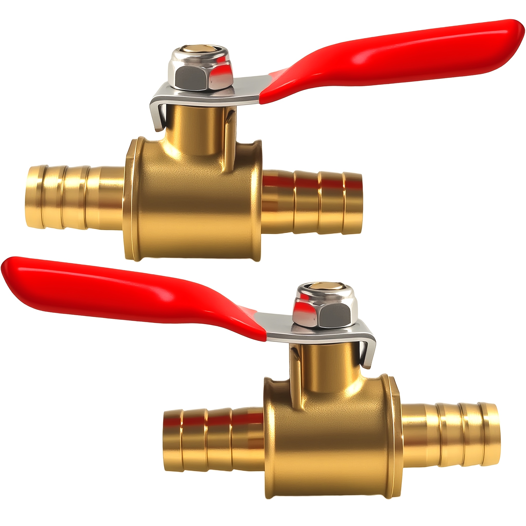 TEMU Lot de 2 à sphérique à poignée rouge manuelle, rotule de pouce adaptée aux tuyaux, flexibles, alimentation, tailles 8 mm, idéal pour le contrôle