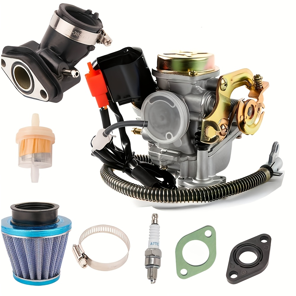 Image of 50cc Carburetor With Electric Choke Intake Manifold Air Filter Kits For 139qmb 139qma Engine Gy6 49cc 50cc Scooter Moped Pd18j Carb