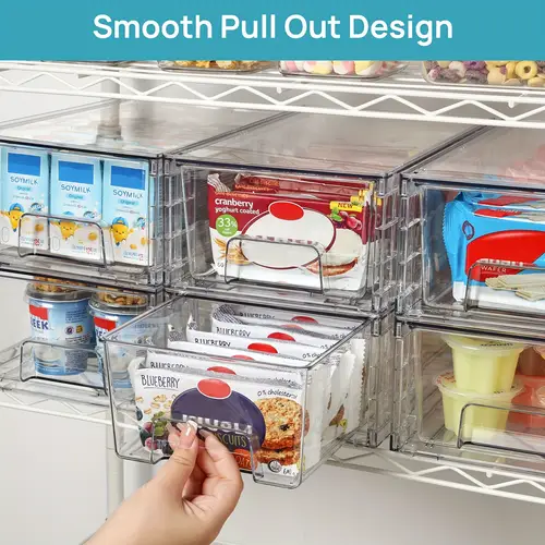 stackable storage clear storage bins with drawers removable dividers assemble for fridge bathroom kitchen undersink vanity pantry organization and storage bisphenol a free