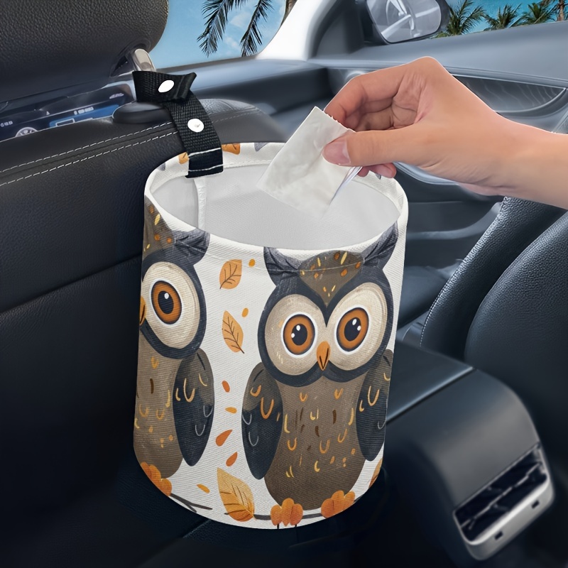 

Owl-themed Car Trash Can - Versatile Organizer For Kitchen, Camping & Vehicle Interiors - Ideal Accessory For Women