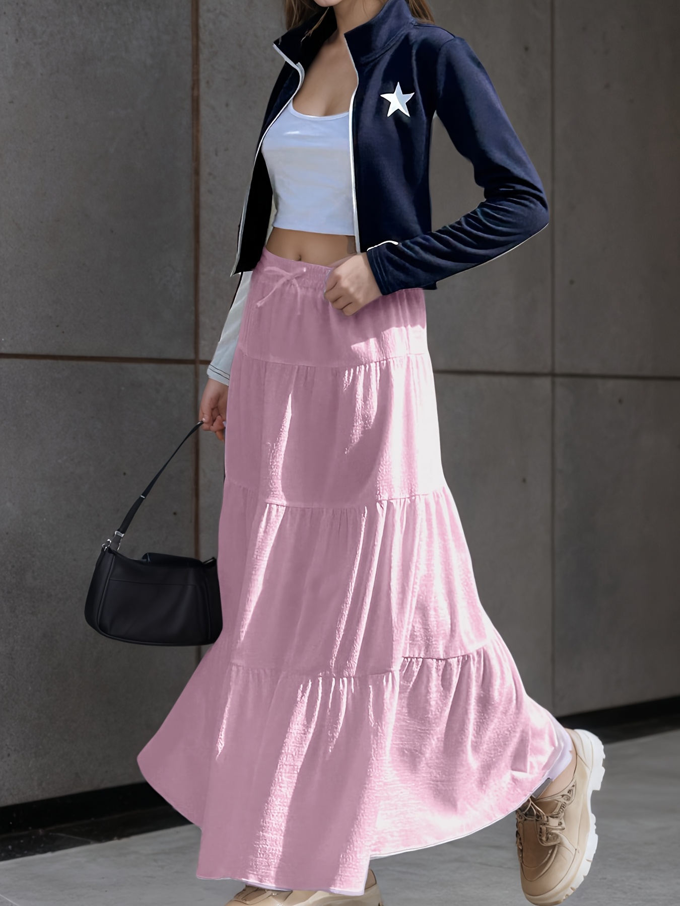 girls elegant long a line skirt non stretchy formal casual Temu