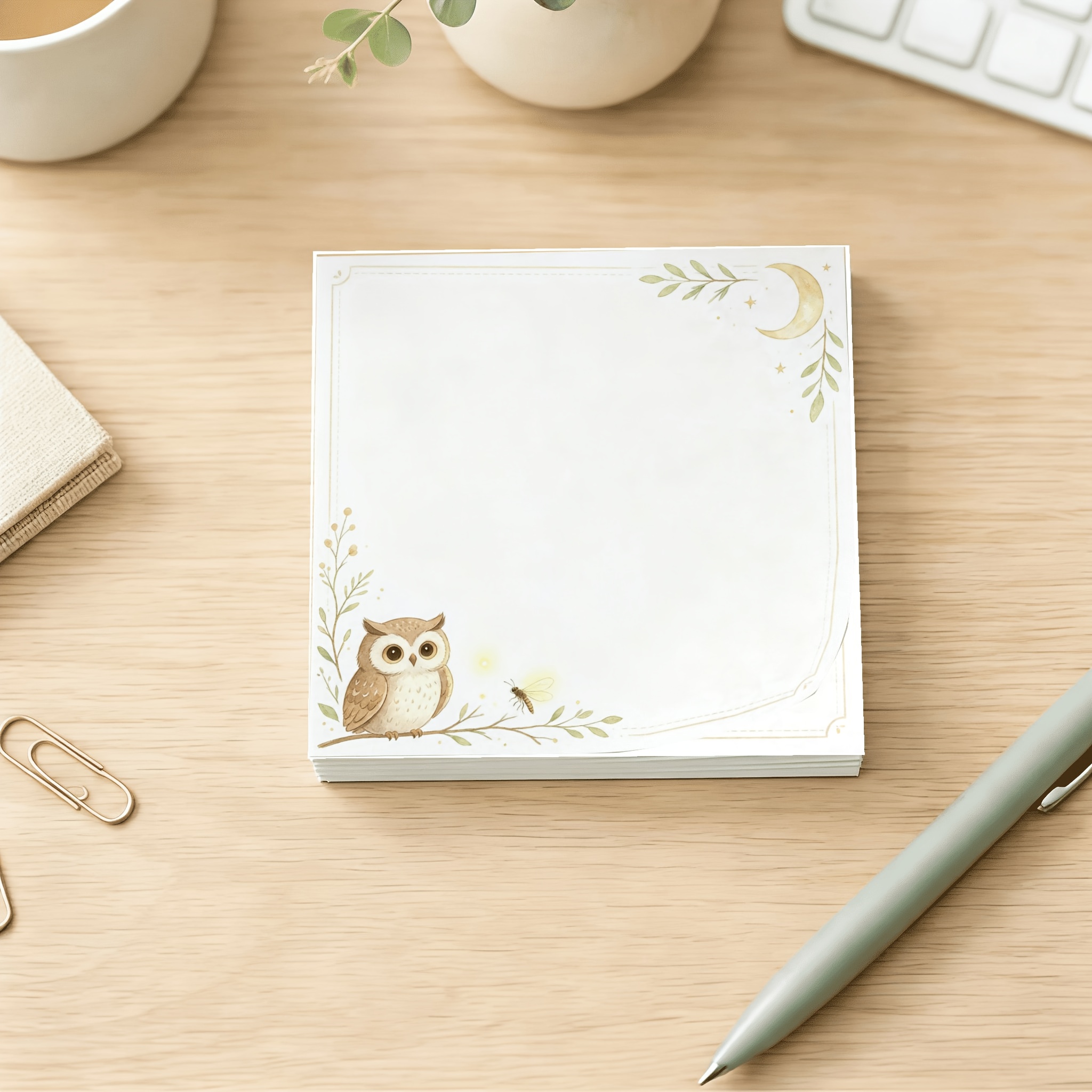 TEMU Bloc-notes vierge 7x7 cm 50 feuilles carrées, notes aquarelle de nuit et lune, décor , journal kawaii, papeterie pour école et bureau