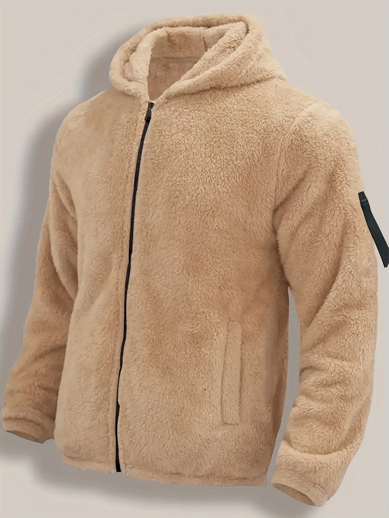 Trendy *'s Fluffy Hooded Jacket Soft Fleece-Lined Winter Coat with Zipper  Closure, Long Sleeve Casual Gym Outdoor Wear, Regular Fit Fall Winter