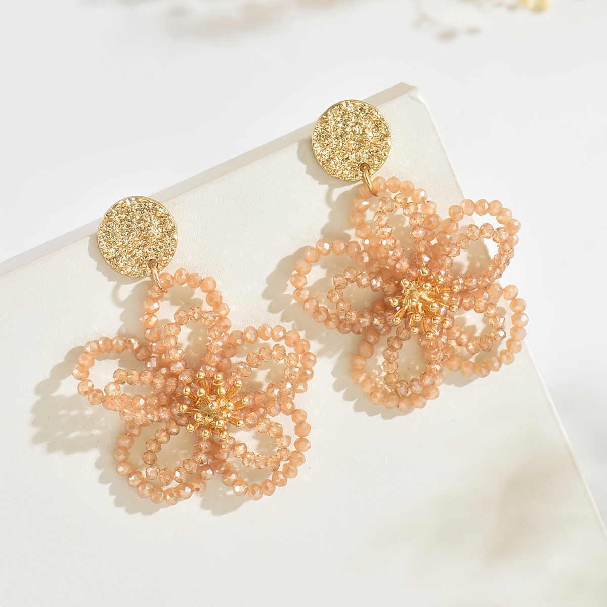 Women's Bohemian Hand-Beaded Hollow Flower Earrings