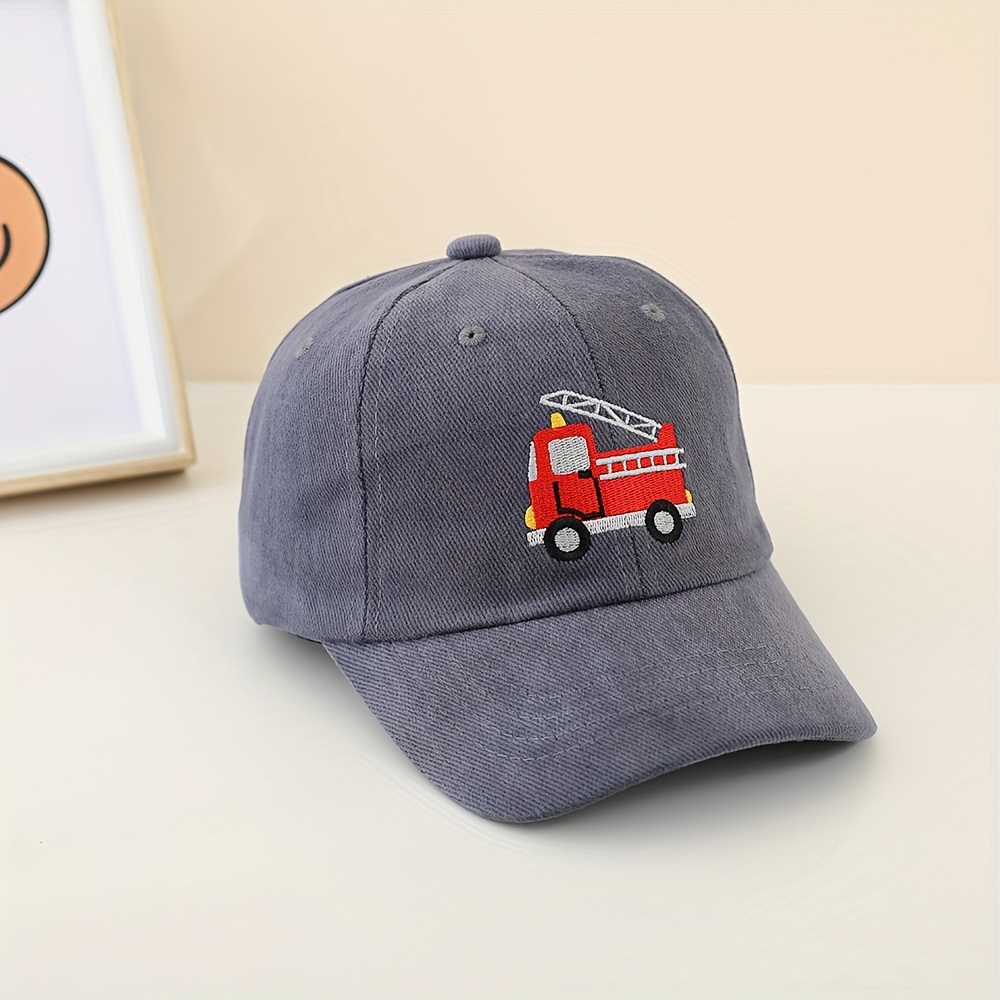 Spring/autumn Breathable Baseball Cap Casual Cartoon Embroidery Construction Vehicle Pattern Adjustable Boy Hat