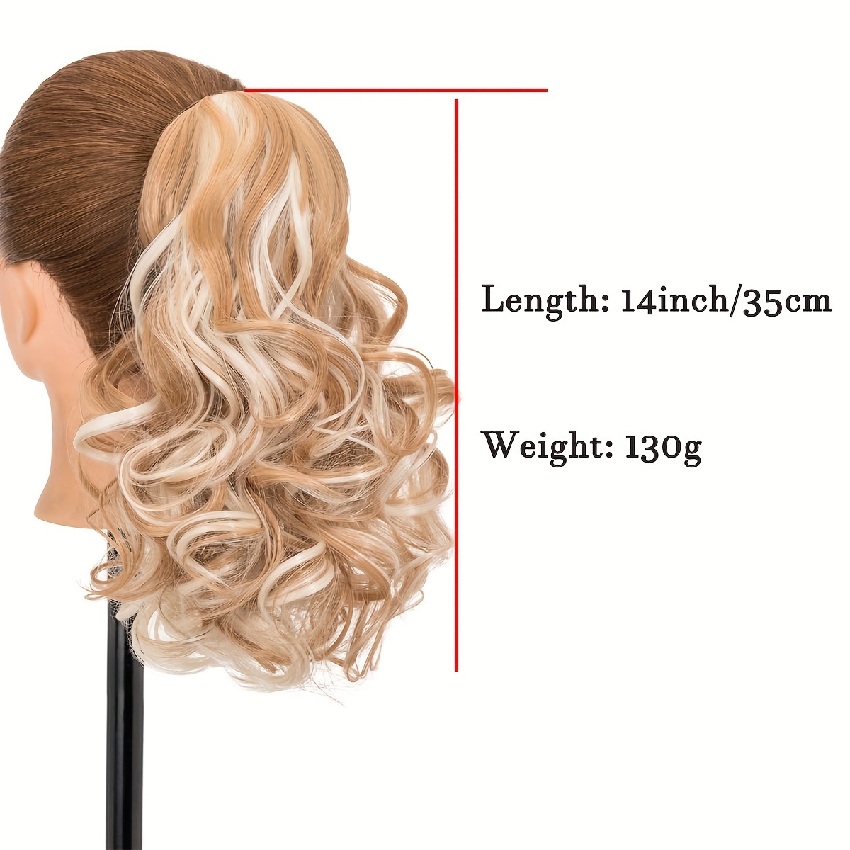   14 ponytail extensions claw short thick wavy curly claw clip in pony tails hairpiece soft natural looking synthetic hairpiece for women medium blonde with white blonde highlights for halloween gift details 3