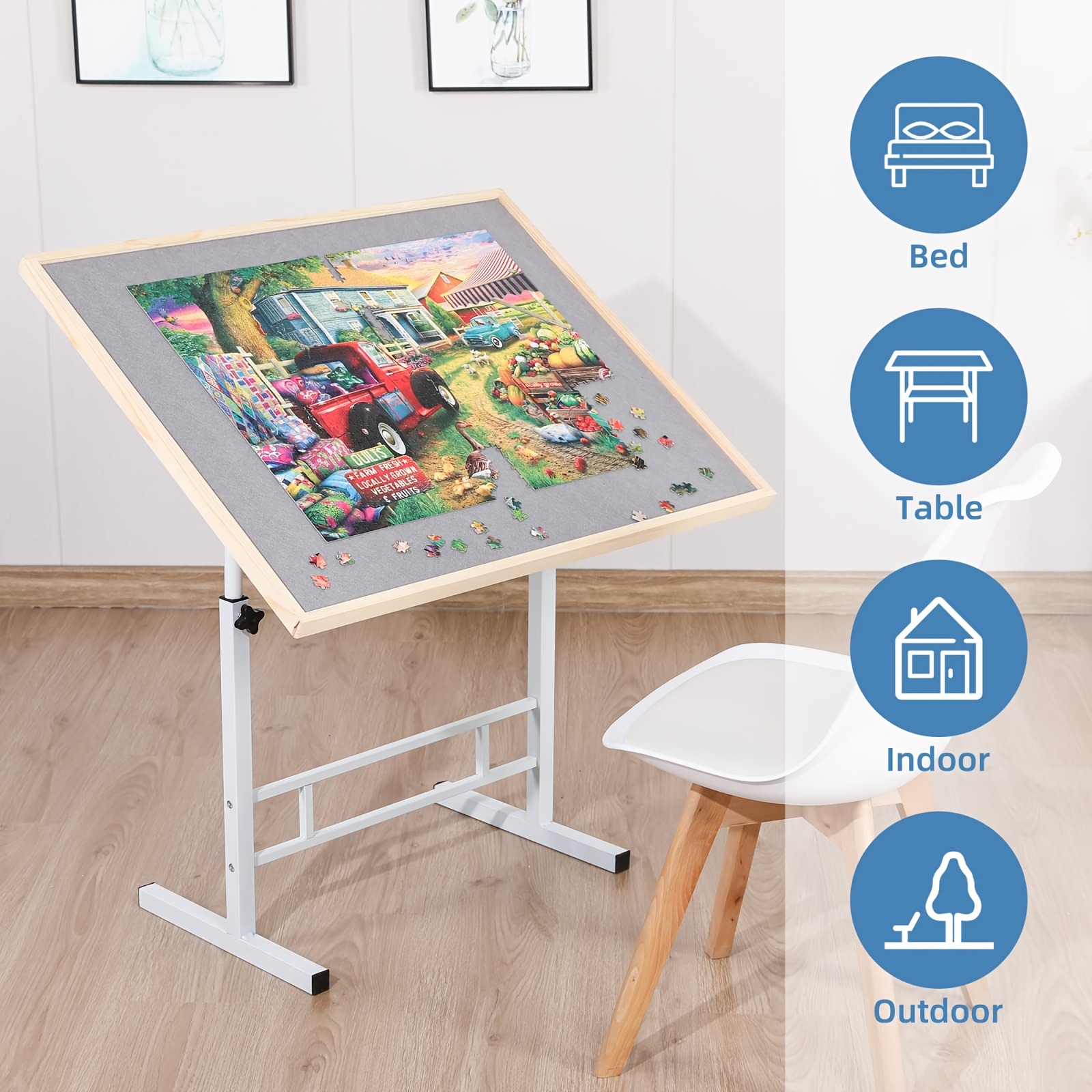 Table De Puzzle 1500 Pièces Avec Pieds Repliables, 6 Tiroirs Et Housse Transparente – Pratique Et Confortable