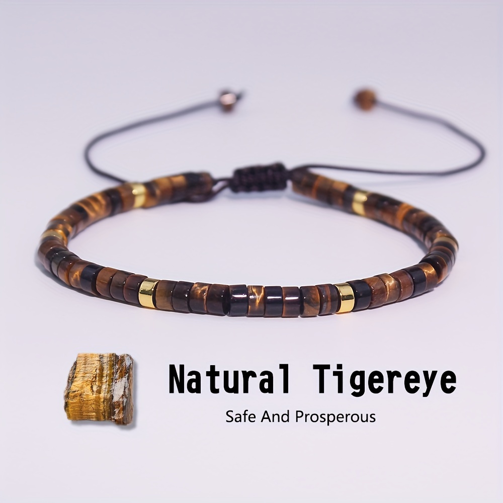 E-shop Naturstein 1 Stück Tigeraug Armband, ein fein gearbeitetes handgewebtes Armband, ideal als tägliches Geschenk für Frauen