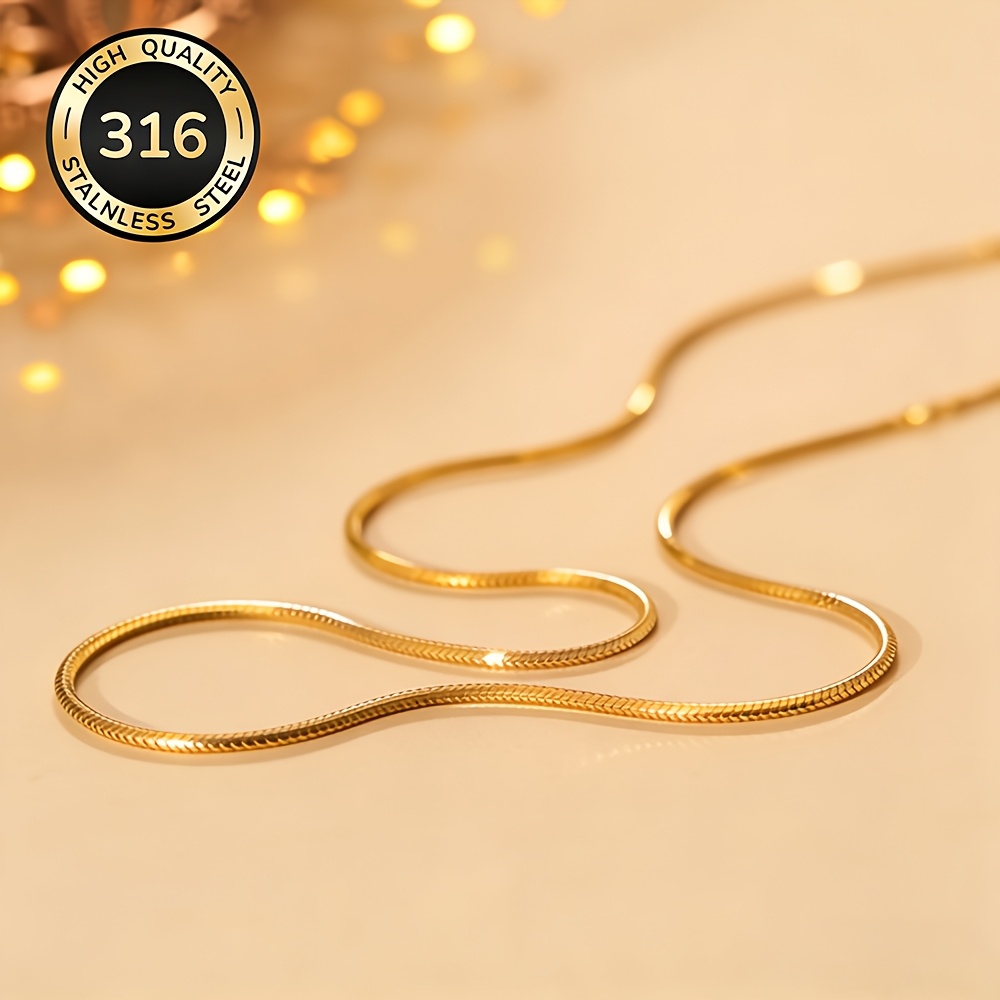 Women's 18K Gold Plated Snake Bone Chain Necklace, Stackable