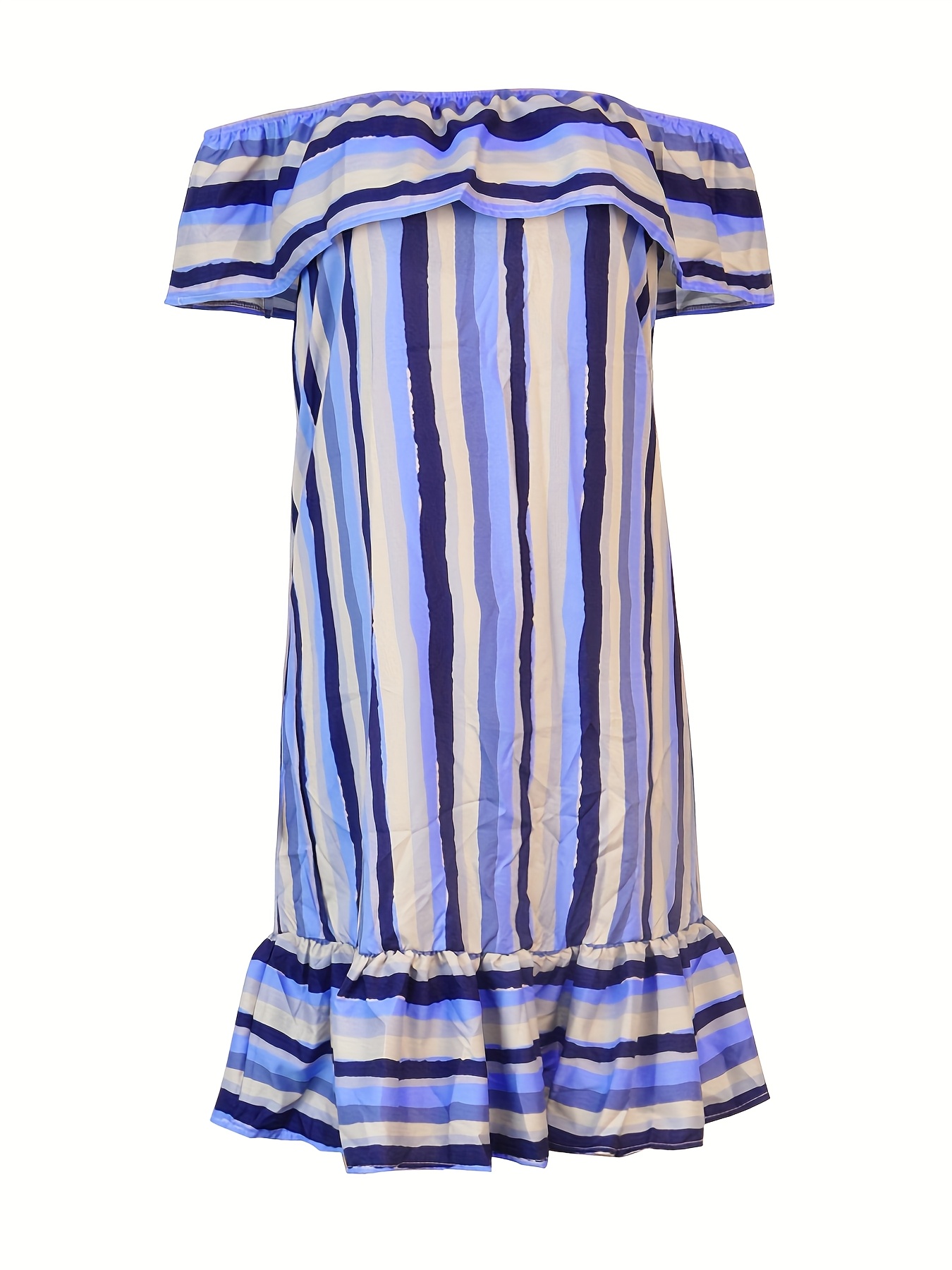 women's off-shoulder striped a-line dress - casual loose fit vacation dress  with side stripe detail, machine washable spring/summer beachwear for  women, beach dresses, summer fashion, no stretch fabric - women's clothing -