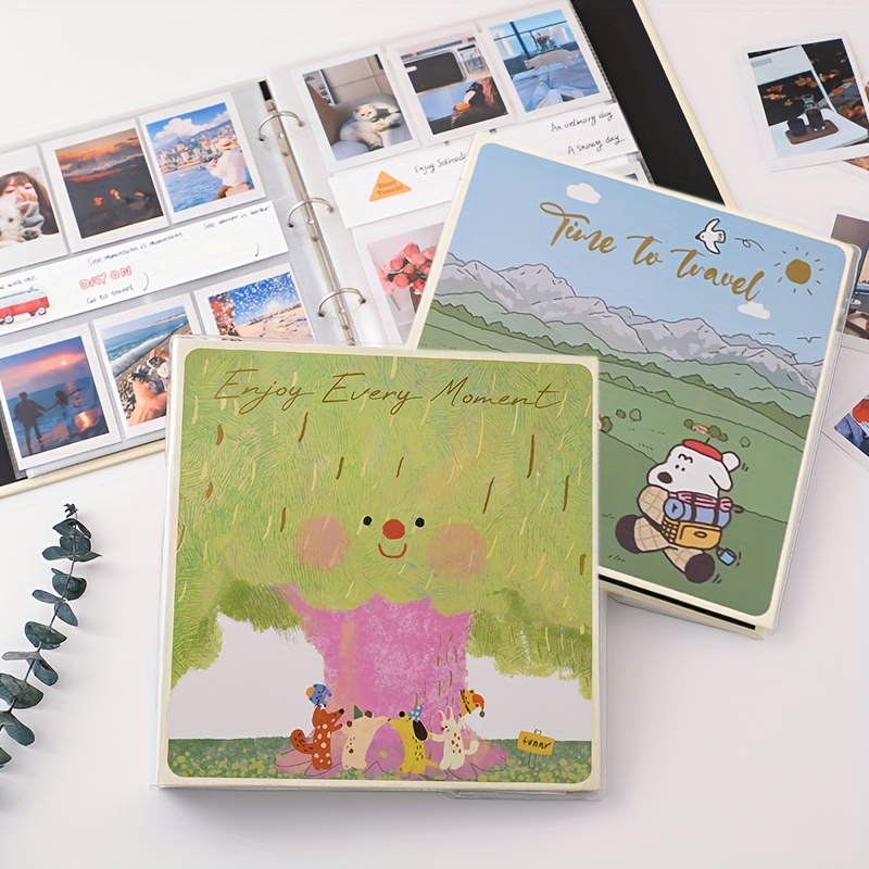 large capacity, cute cartoon for polaroid cards, basketball cards,  , 3-inch instax mini photos, 40 pages for 480 photos and writing, with message pages, inserted pages, photo albums, baby memory book growth album, loose-leaf photo album for baby    , couple 3-inch photo storage album, mini cards, removable 3-round binder,   protective cover 0