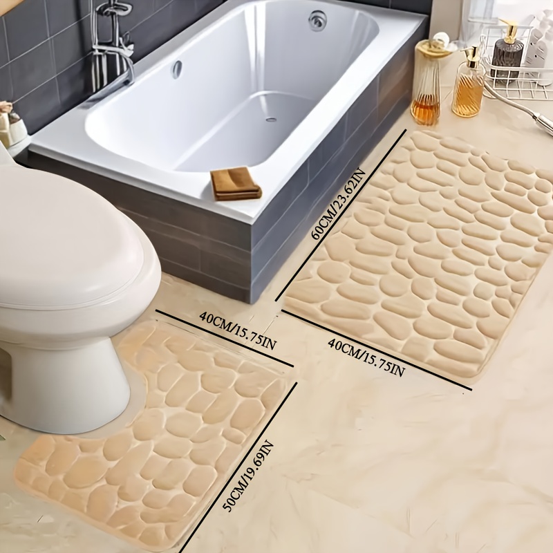 2pcs Memory Foam Non-Slip Bath Mat Set, Geometric Pattern