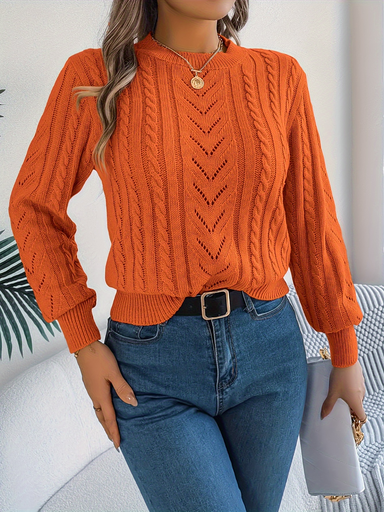 Jeans Sueter Naranja Mujer Sueter Tejido Outfit Sudadera Naranja