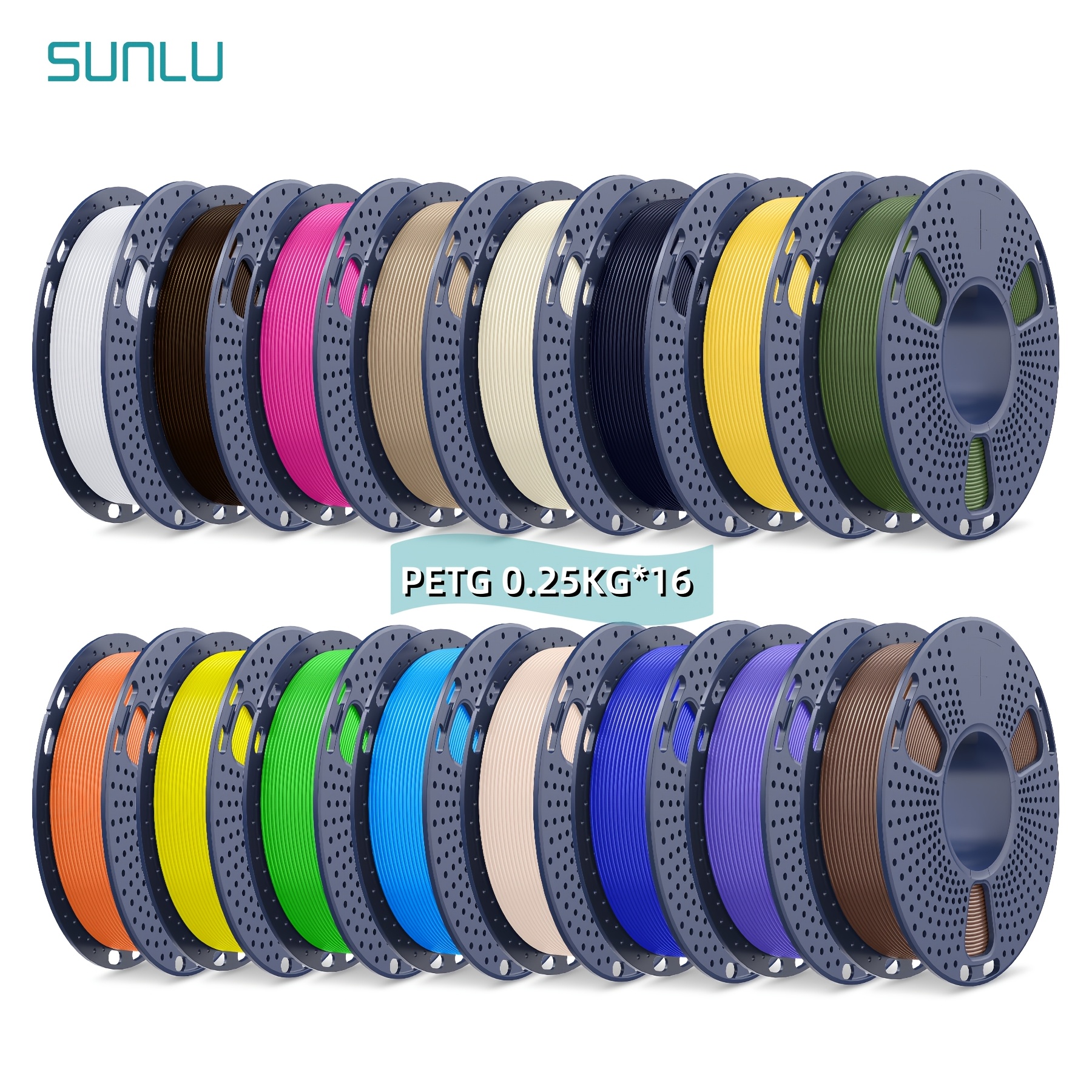 TEMU Sunlu 4kg Petg/pla/pla+ 3d Printer Filament, 16 X 250g Small Rolls, Beginner-friendly 3d Printing Consumables, 16pcs 250g Small Roll Filament,