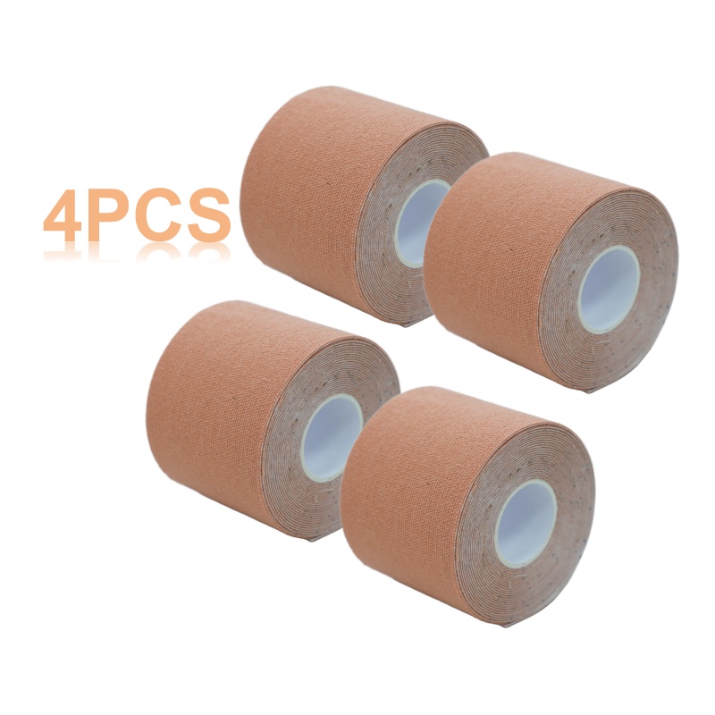 Image of 4 Rolls Sports Physical Tapes, Elastic Tape, Sports Tape With Strong & High Elasticity For Muscle - Fitness Muscle Patch Tape Set For Athletic Training