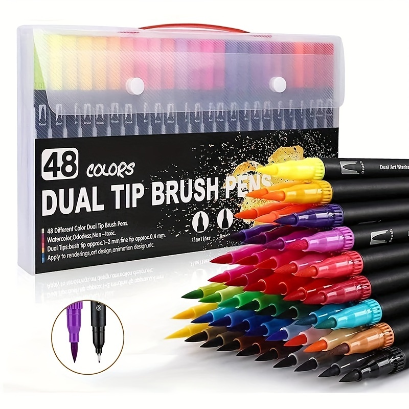 

Dual-tip Fine Line Art Markers, 24/48 Colors - Perfect For Manga, Watercolor & School Projects