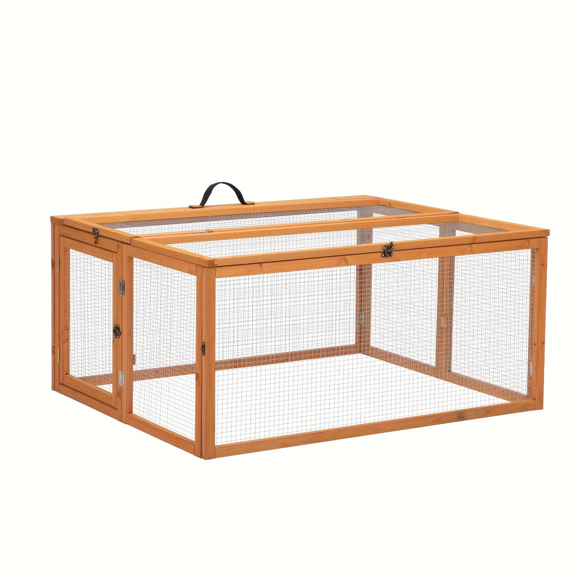 TEMU Folding Rabbit Cage, Outdoor Chicken Coop, Wooden Poultry Hutch Playpen For Small Animal, Orange