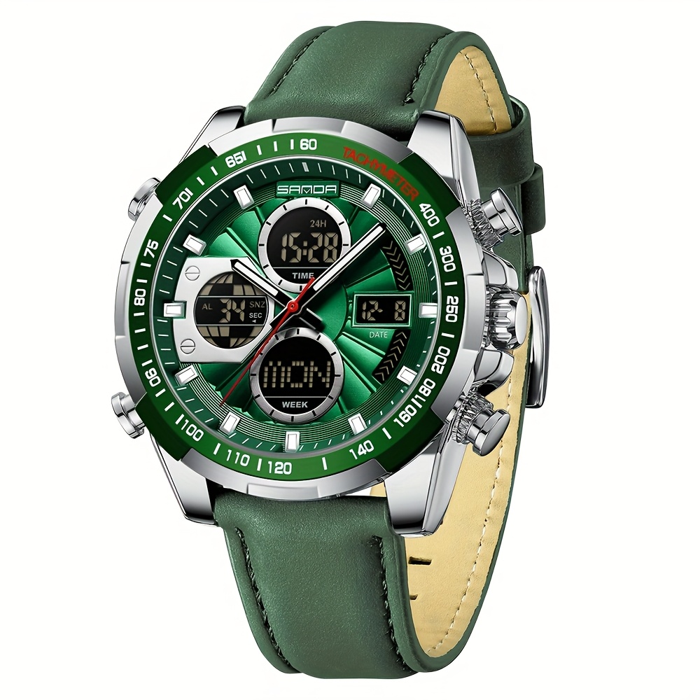 Orologio Al Quarzo Con Cinturino In Pelle Verde Per Tifosi, Quadrante 3.5 Cm, Inclusa Batteria Di Ricambio E Sacchetto Regalo