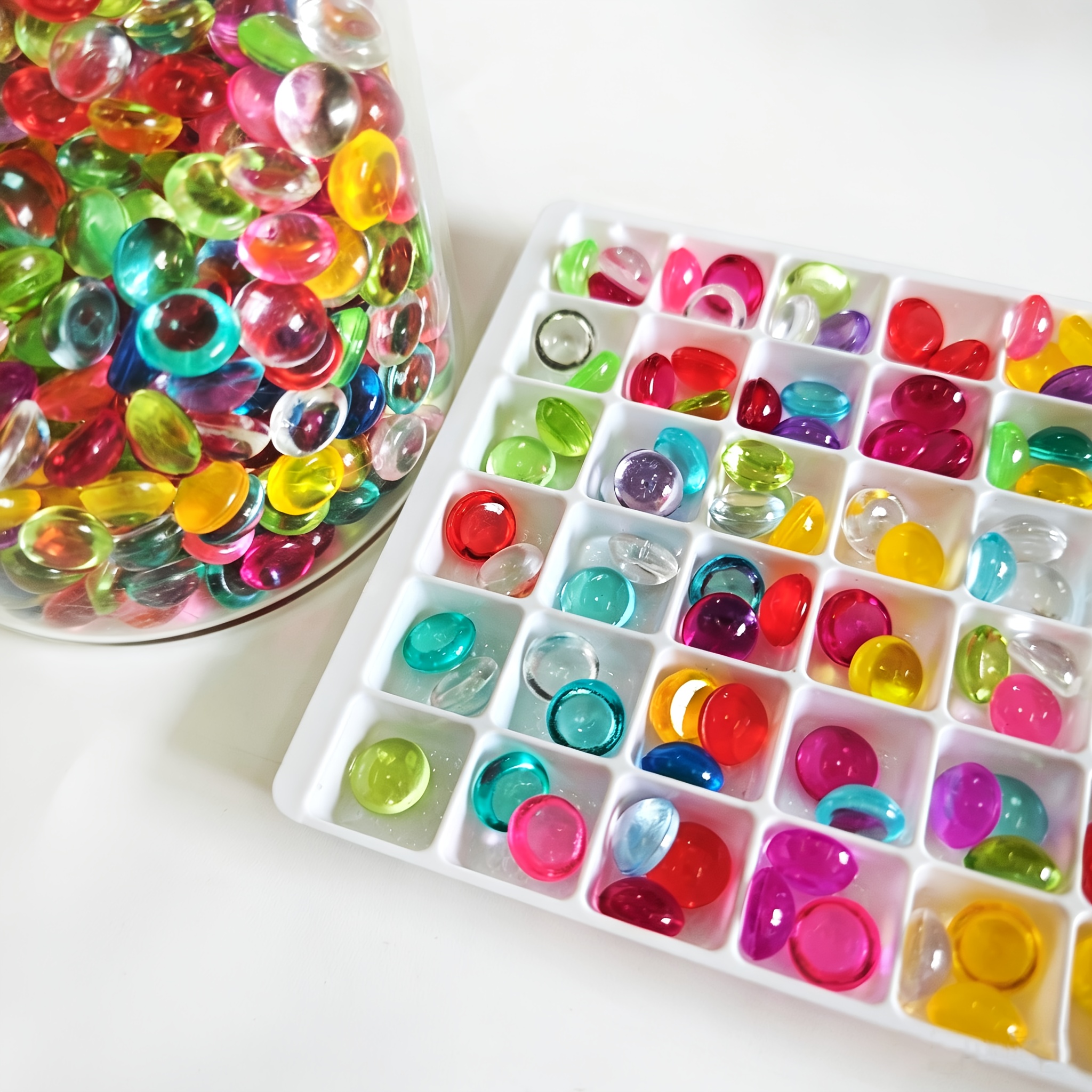 TEMU 176pcs Macaron Colored Semi-round Transparent Glass Beads Vase Decoration Filling Beads Squeeze Ball Filling Material Cream Glue Phone Case Nail