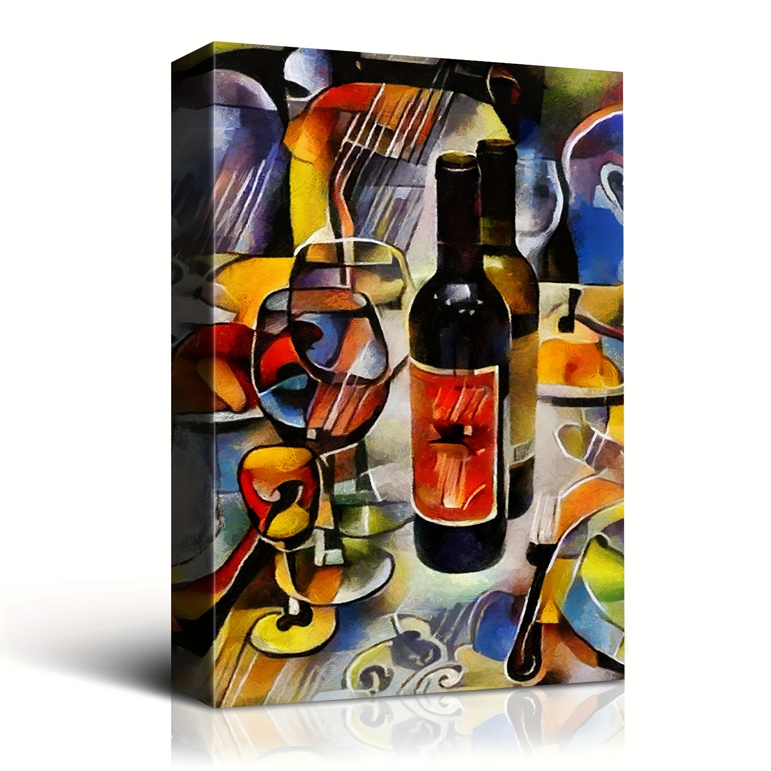 framed canvas wall art decor abstract style painting wine details 0