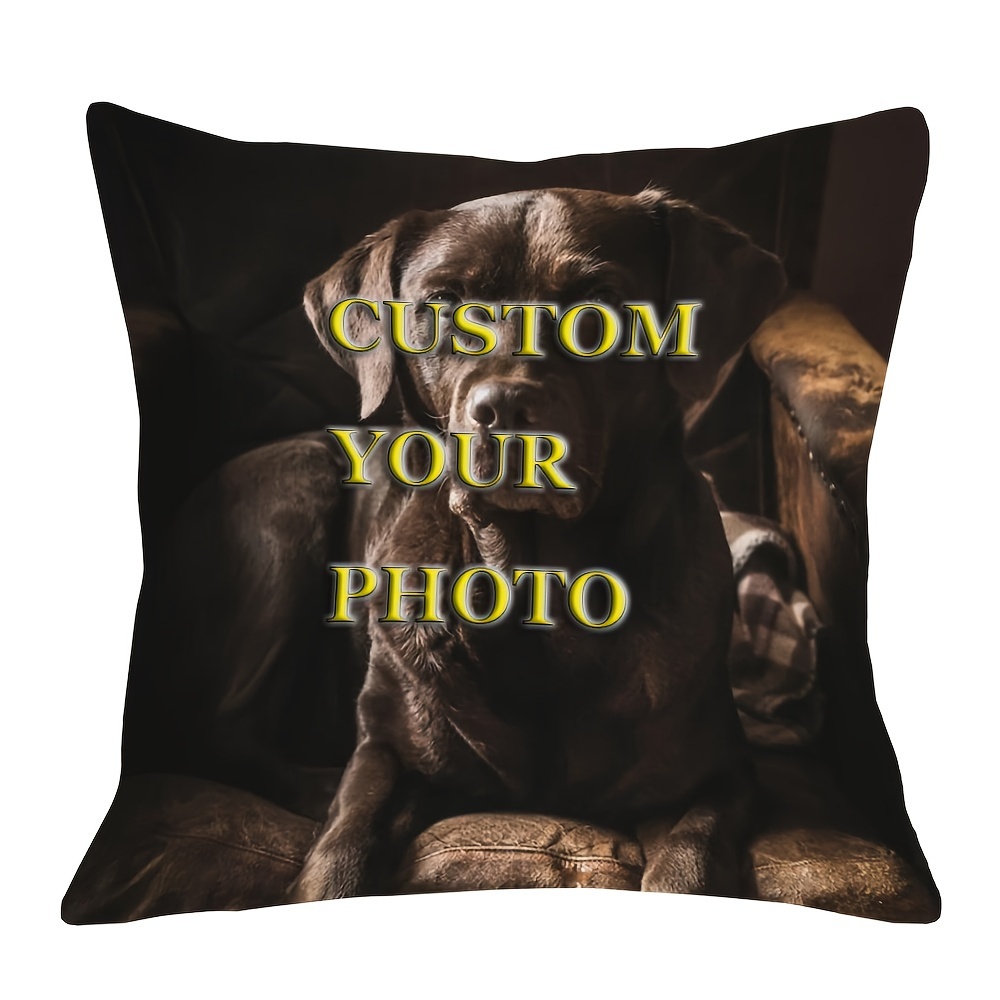 

Custom Contemporary 18x18" Polyester Throw Pillow Cover, Chocolate Labrador Design, Woven Short Plush Fabric, Zippered Closure For Sofa And Bedroom Decor - Pillowcase Only, Hand Washable