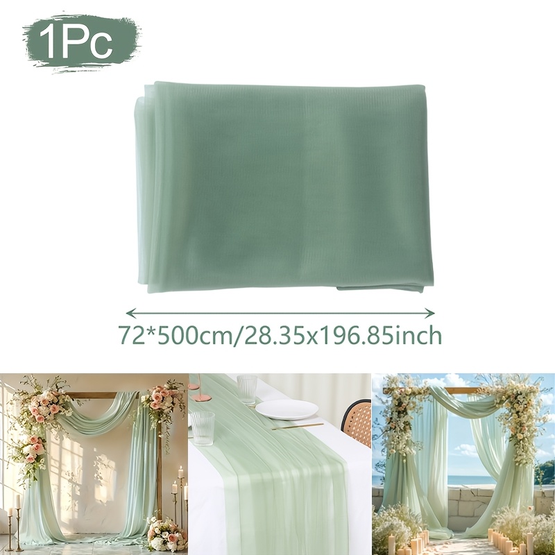 TEMU 1pc Green Gauze Backdrop Curtain, Fabric Draping Sheer For Weddings, Valentine's Day, Christmas & More, Versatile Polyester Backdrop, Wedding
