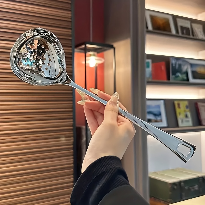 Juego de 2 Cucharas de Sopa de Acero Inoxidable con Mango Largo, Duraderas para Cocina y Hotpot, Fáciles de Limpiar para Uso Doméstico y en Restaurantes