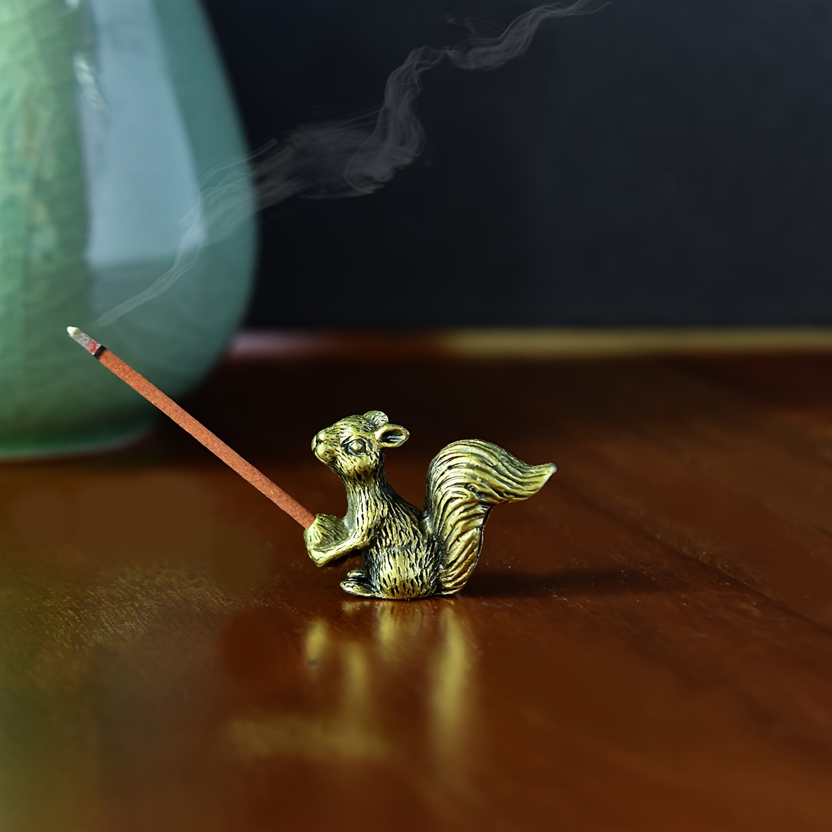 

1pc Antique Squirrel Decoration, Solid Copper Statue Figurine, Brass Squirrel Nut Tea Pet, Incense Holder, Incense Stick, Squirrel Table Decoration