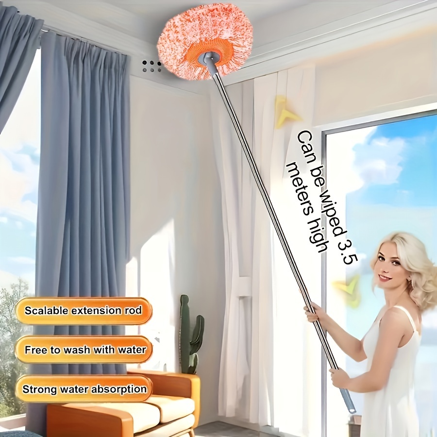 versatile 75 adjustable dust mop with 4 washable heads   floors walls windows ceiling cleaning absorbent polyester ideal for home use details 2