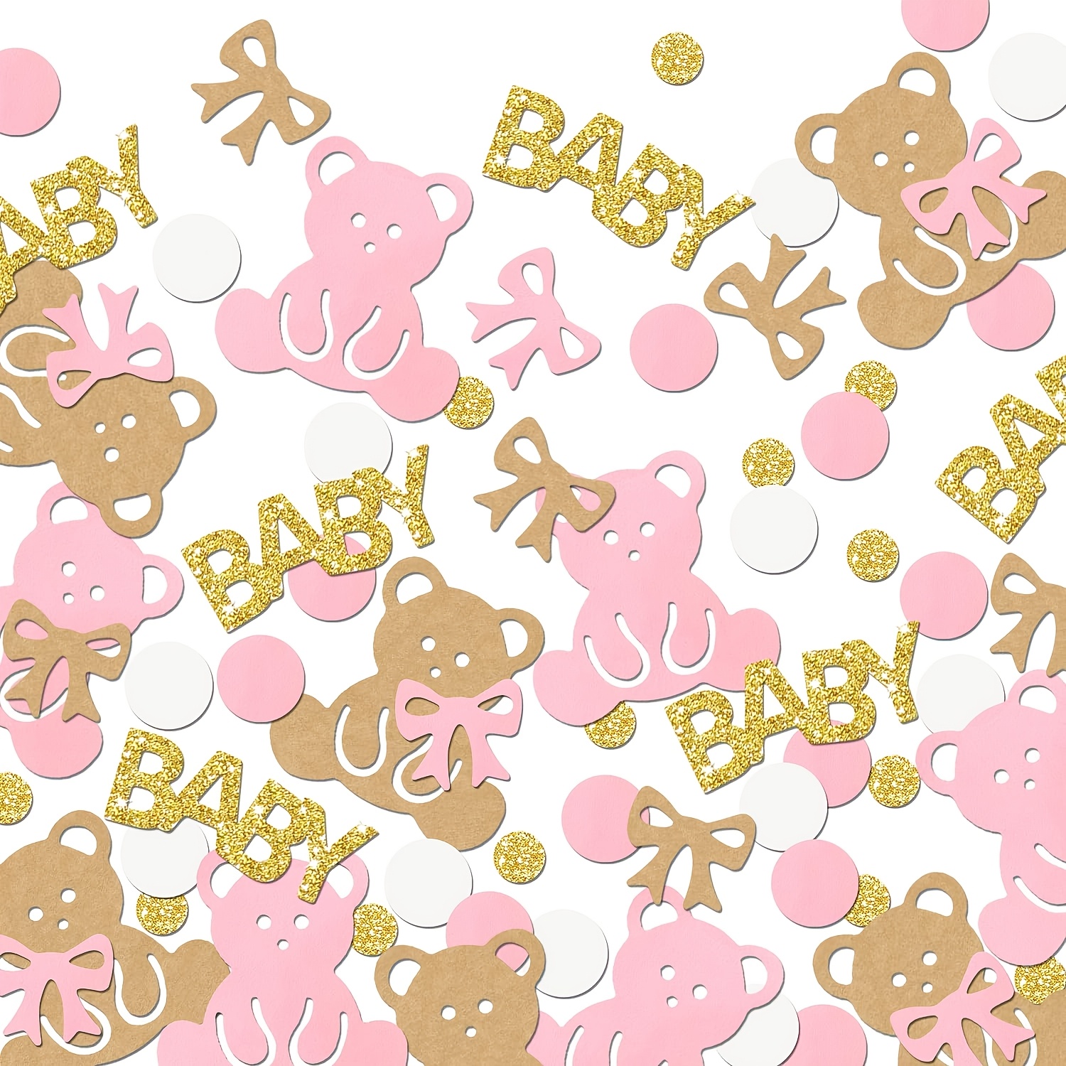 100pcs Pink Bear Confetti Shower Paper Bearly Wait Table Decoration Sprinkles For First Birthday Party Decor