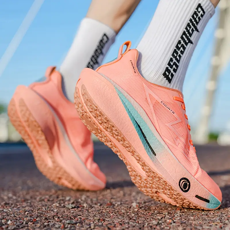 sapatos desportivos casuais   e respiráveis para homem - forro   confortável, suporte estável e sola durável antiderrapante, design geométrico elegante, ténis de   baixo para   as   para caminhadas, ginásio, corrida e uso diário -   brancos e laranja,   de atacadores, calçado de caminhada, look desportivo elegante, sola eva acolchoada detalhes 4