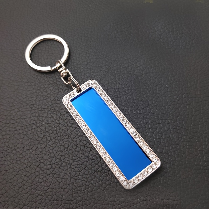 Image of Customized Products, Custom Text Rhinestone Keychain Stainless Steel Personalized Name Tag Phone Number Keychain Key Ring Anti-lost Dog Backpack Pendant Gift