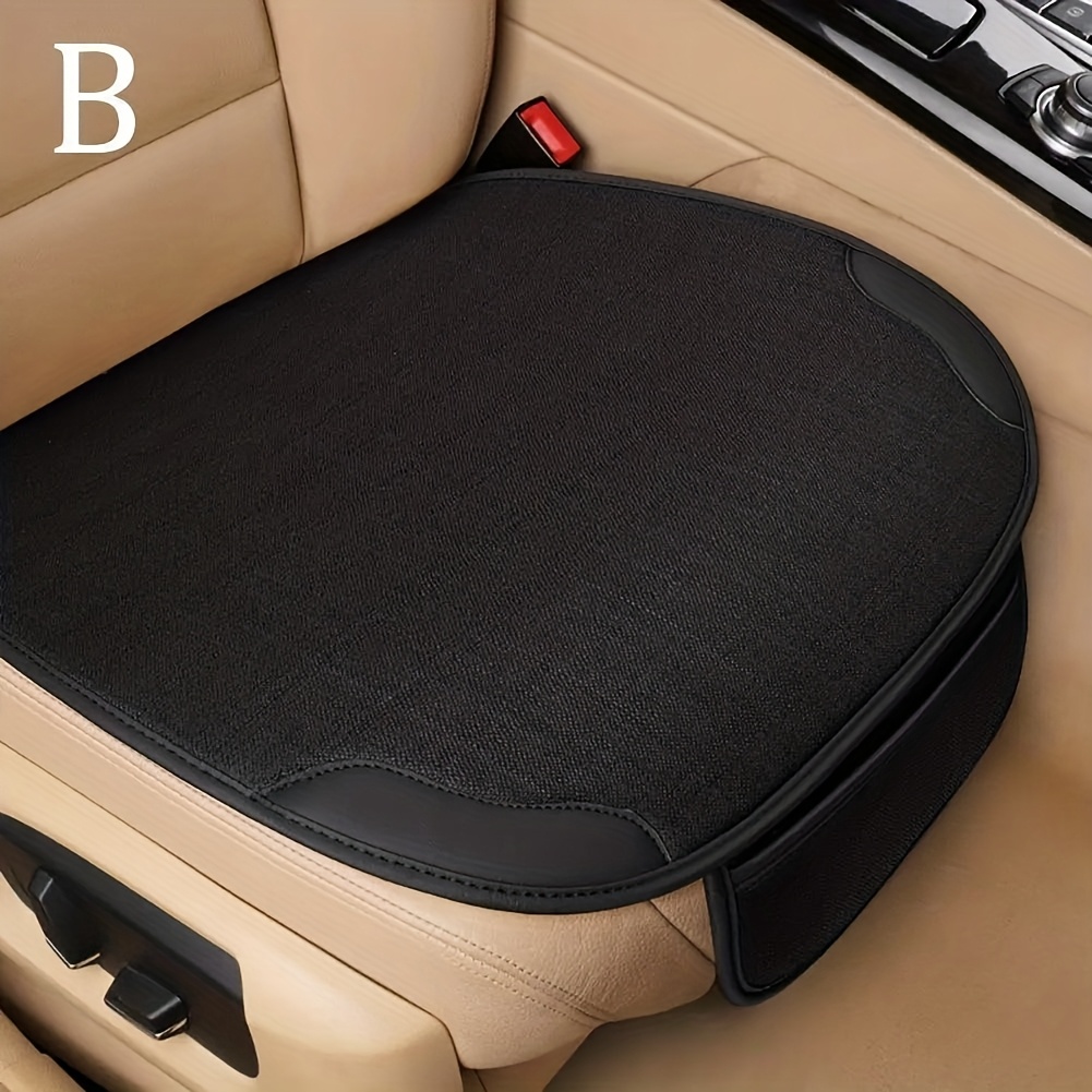 Image of 1pc Car Breathable Linen Seat Cover Universal Front Seat Protective Pad Car Seat Cover