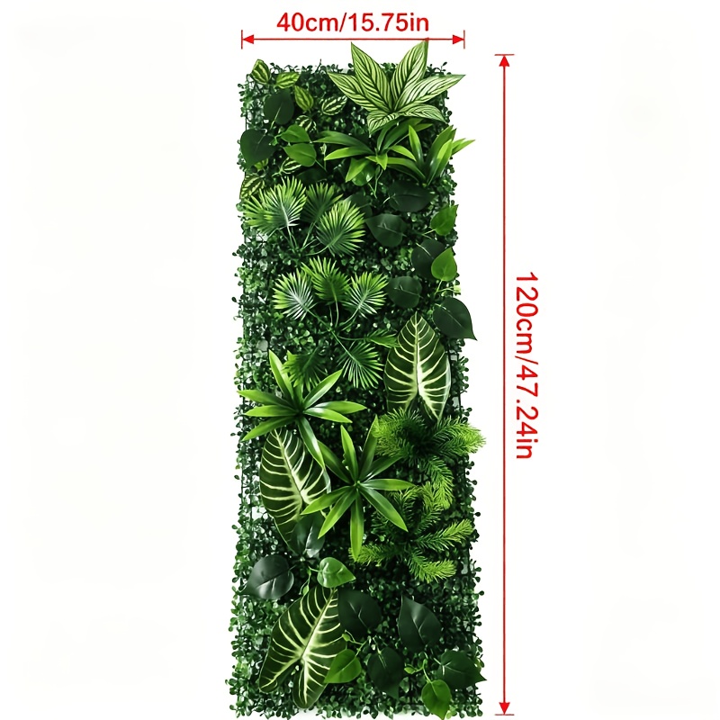 TEMU 40Ã120cm Artificial Plant Wall Panels, Uv Resistant , Synthetic Tropical Leaves Vertical , Ideal For Outdoor Garden Fencing, Home Wall Decor &