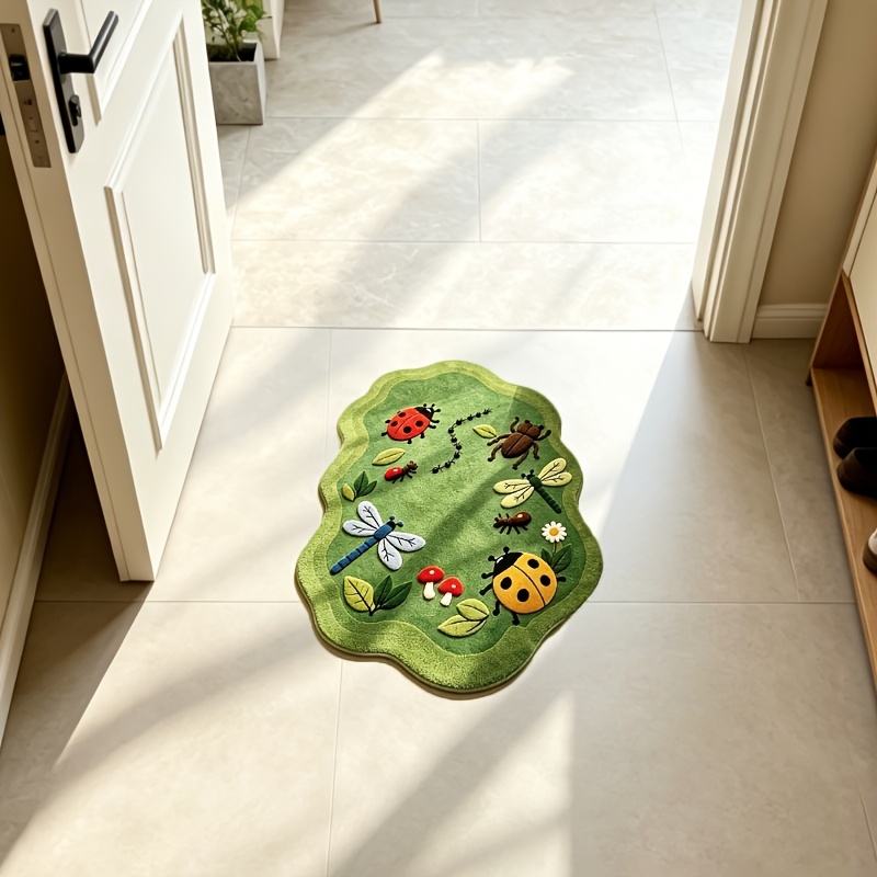 TEMU Cashmere And 900g And 9mm [2d Flat] Thin Plush 3d Effect, Non-long Pile, Ins Nordic Pastoral Forest Bedroom Bedside Plush Carpet Creamy Style
