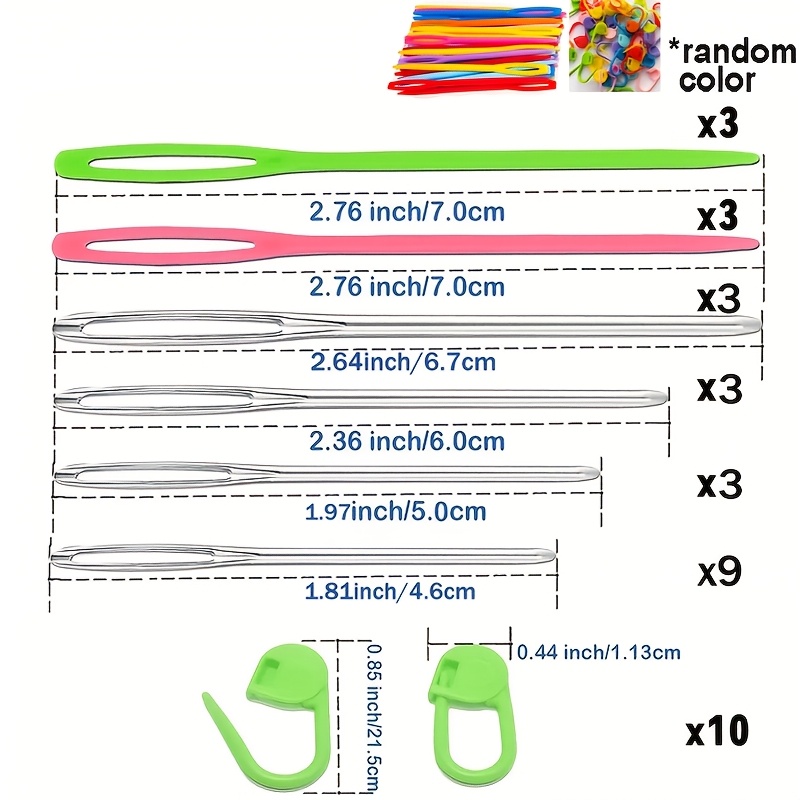 34pcs Sewing And Knitting Kit, Including Large-eye Blunt Yarn Needles, Plastic Knitting Needles, Crochet Hooks, And Marking Tools-your Sewing Projects. A Great