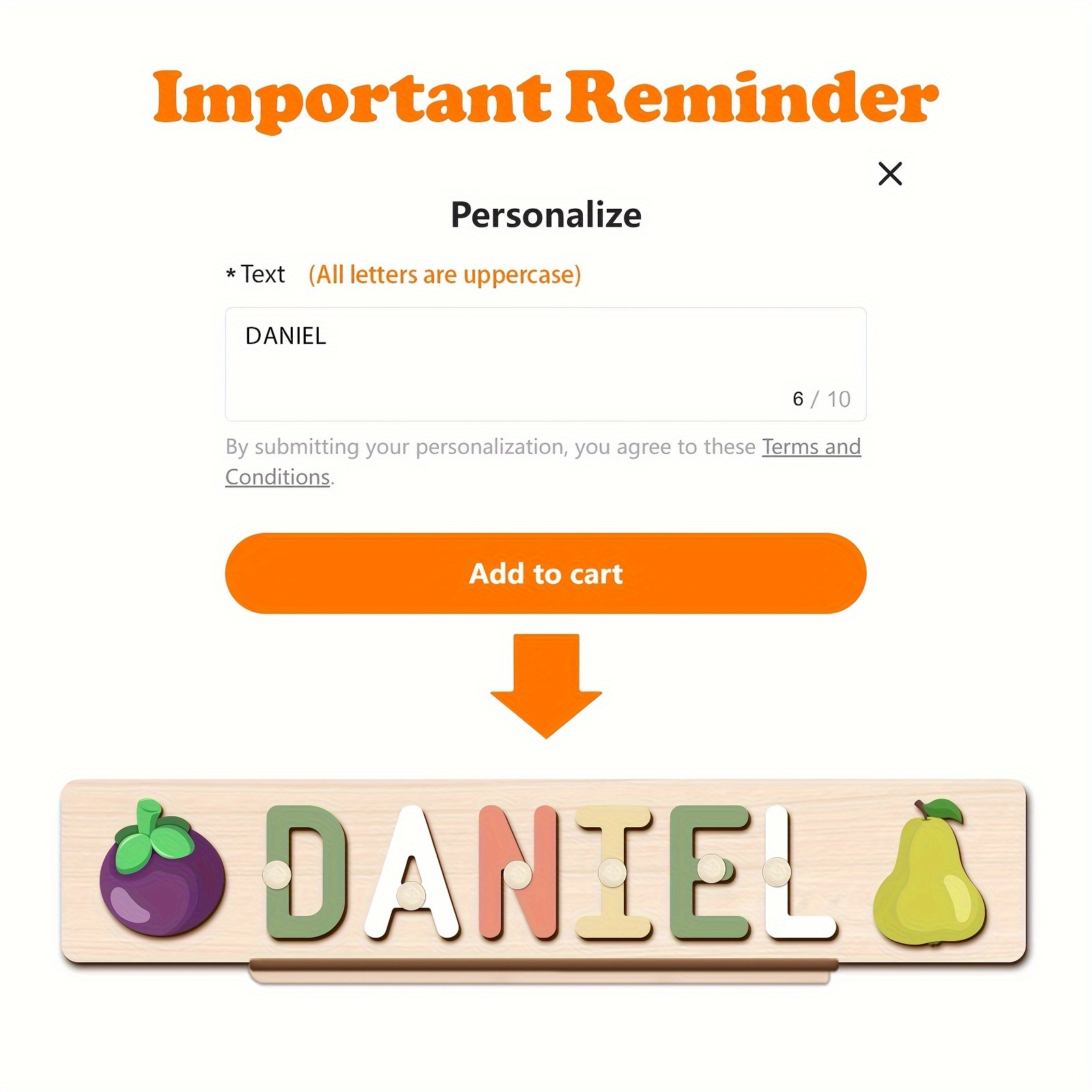 Custom Personalized Name Puzzles, Khaki Color, Early Education Toy