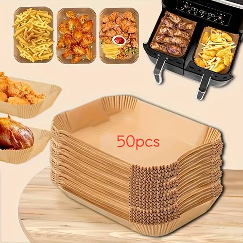 50 100pcs 21 84x13 97cm disposable air fryer liners rectangular paper air fryer liner pots easy healthy cooking ideal for air fryers ovens baking trays great gift for home cooks air fryer accessorie