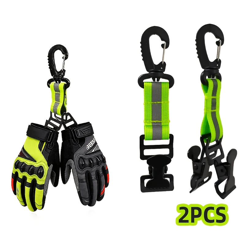 TEMU 2-pack Nylon Glove Clips, 1pc Single Hook And 1pc , Serrated Grip Design, Secure And Stable | High Visibility | Suitable For Firefighters,
