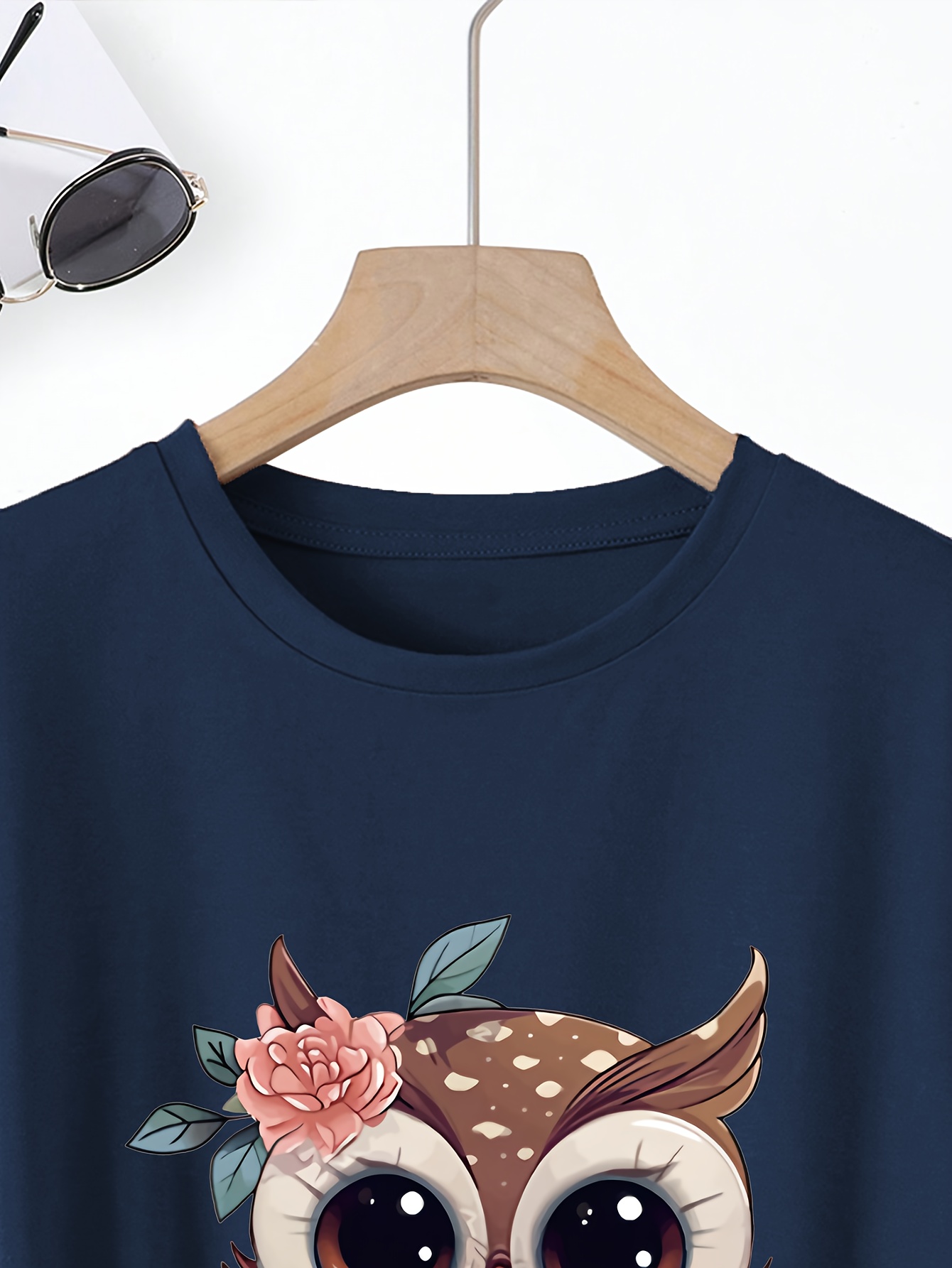 T-shirt Femme Toska Motif Hibou - Taille S, Noir/blanc/or, Manches Courtes, Occasion Très Bon état