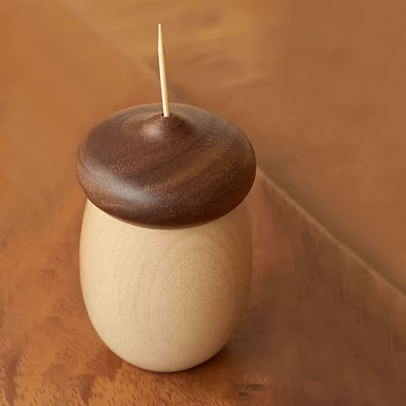 Walnut solid wood toothpick container household creative cute cartoon acorn toothpick jar portable simple toothpick storage box