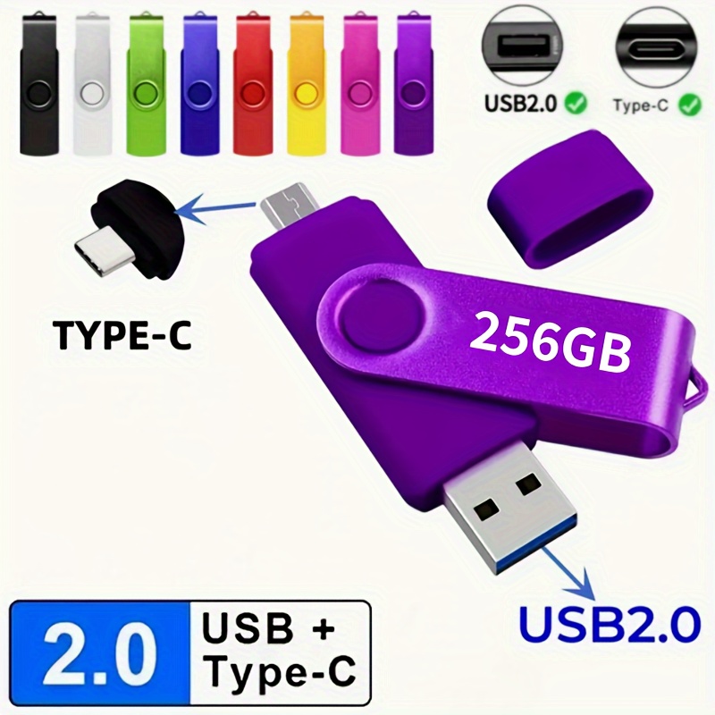 

Usb 2.0 Type C Usb Flash Drive, Otg Pen Drive, Capacity: 4gb/128gb/256gb, Usb Stick 2 In 1 High Speed Pen Drive