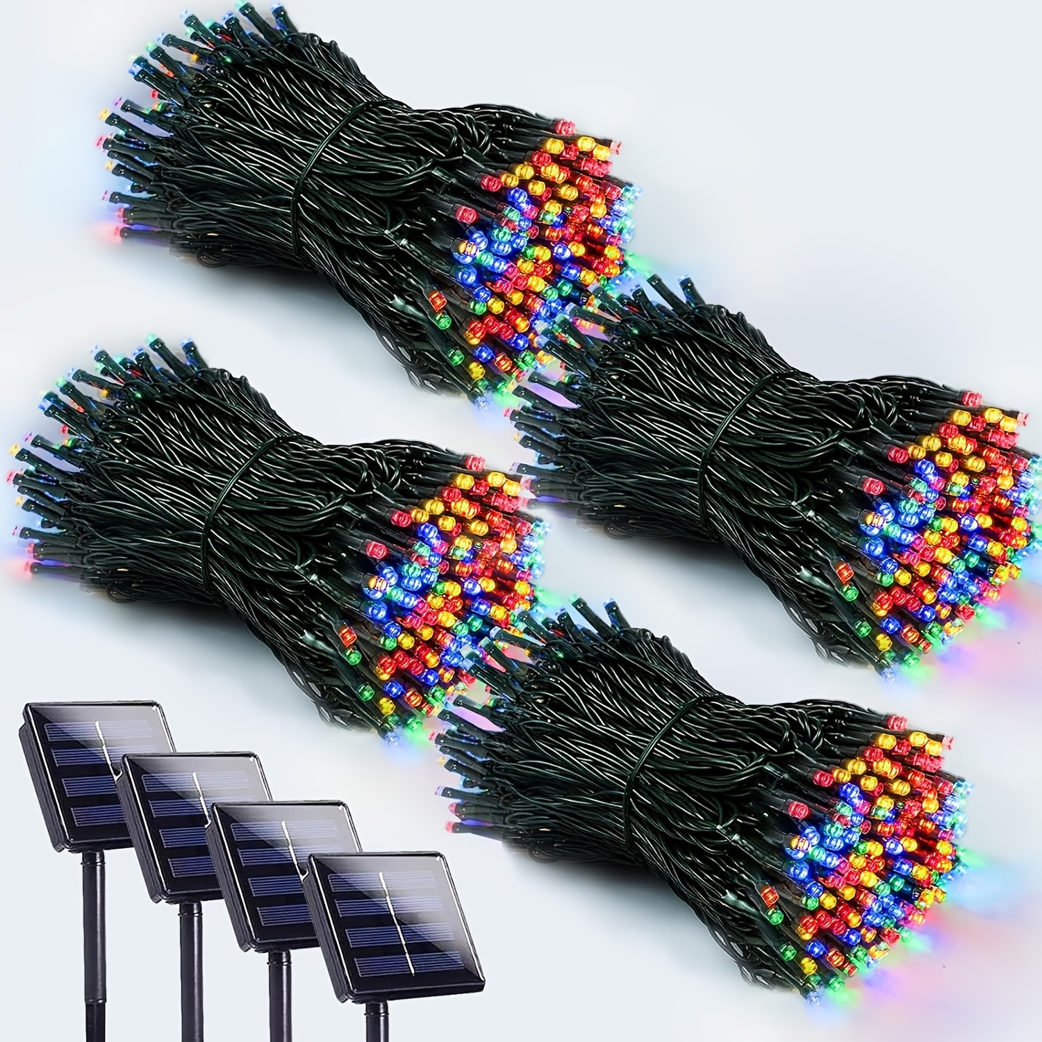 TEMU 4 Pack Solar Led String Christmas Lights Outdoor Waterproof 65, 400 Led 157.48ft 8 Lighting Christmas Holiday Lights For Outside Patio Garden