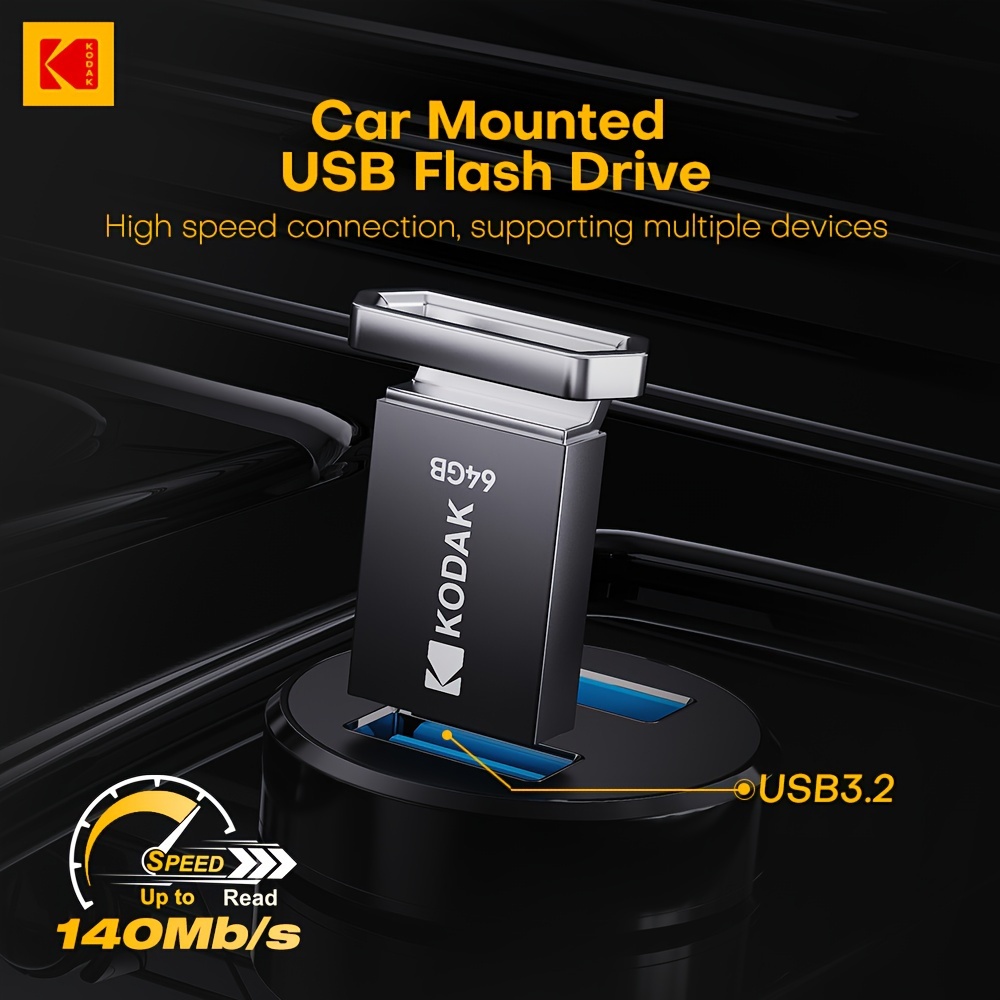 

Clé USB 3.2 haute vitesse KODAK 32 Go/64 Go/128 Go, clé USB en métal, vitesse de lecture jusqu'à 140 Mo/s, compatible avec plusieurs appareils, pour voiture et ordinateur portable