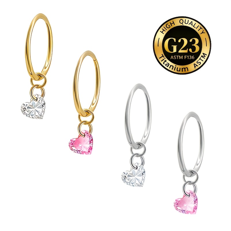 Women's Heart-shaped Drop Nose Ring with Hypoallergenic Clasp