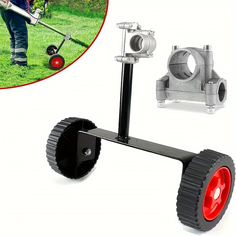 

1 Pack, Universal Grass Trimmer Support Wheels, Adjustable 26-28mm/1.02-1.1in, Lawn Mower Brush Cutter Strimmer Attachment, Portable , 12.8in Wide With 4.84in Durable Wheels, Garden Tool Accessory