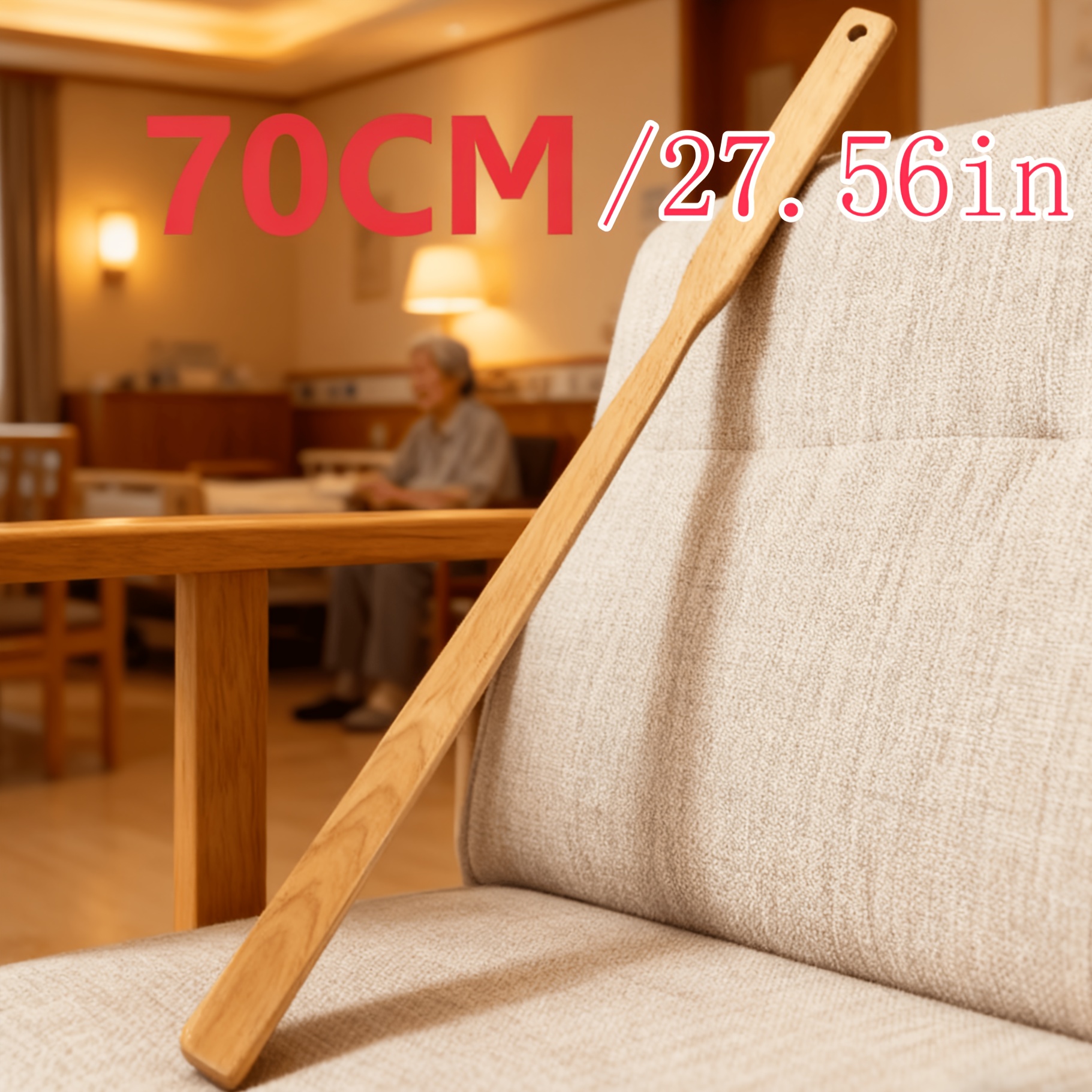 Image of Solid Wood Shoe Horn, Wood Shoe Horn, Long Handle Household Shoe Aid For Pregnant Women, Extended Shoe Horn, Shoe Slipper For The Elderly Without Bending Over, Christmas Gift For Parents