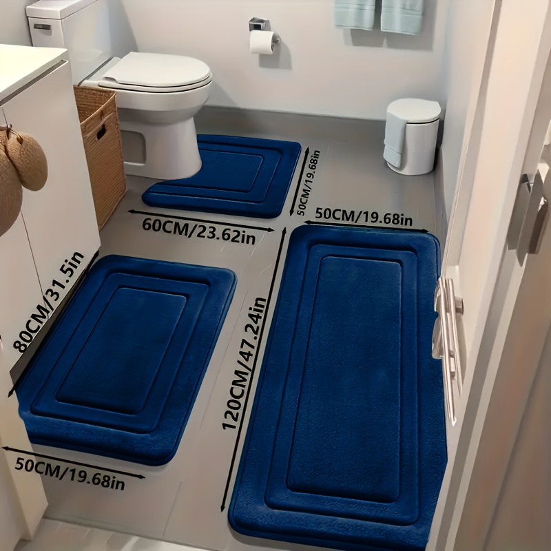 3pcs Bathroom Mat Set | Coral Fleece, Comfort Standing Mat with U... product image 12