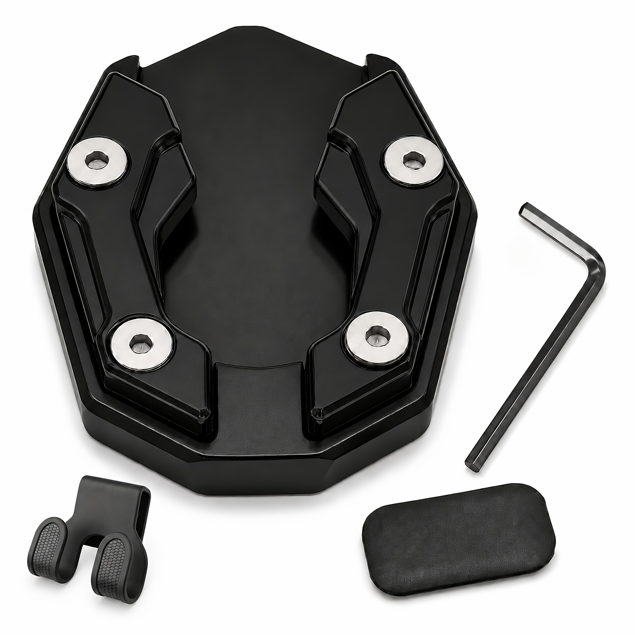 TEMU Motorcycle Side Stand Pad Extension Plate, Cnc Aluminum Alloy Side Stand Foot Pad, Motorcycle Side Stand Anti-falling Parking Support Base, Side